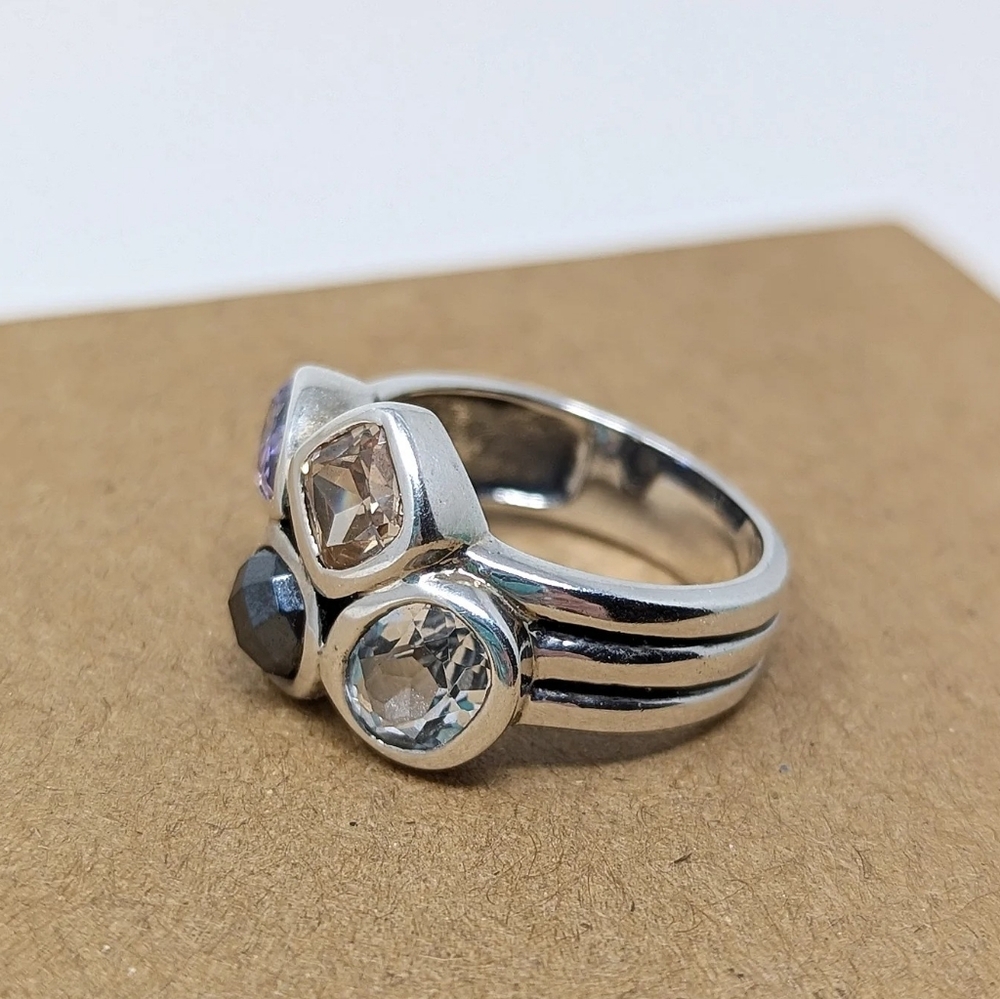Silpada Sterling Silver 925 Multi Gemstone Purple Ring - Picture 2 of 4